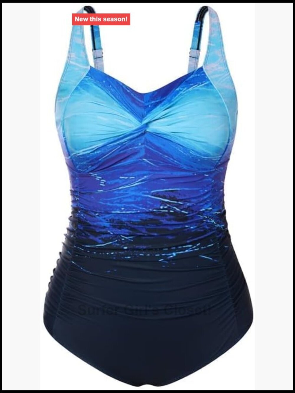 Plus Size One Piece Swimsuit Tummy Control Twist Front Ruched Push Up Swimwear